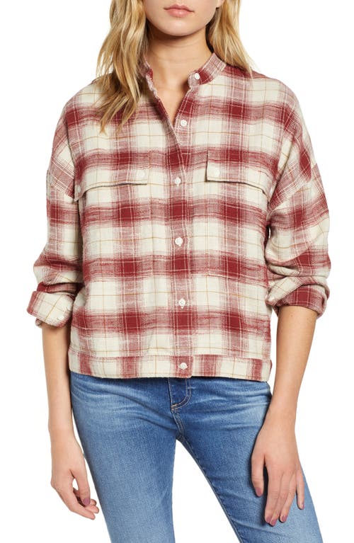 Shop Ag Smith Plaid Shirt Jacket In Natural/tannic Red