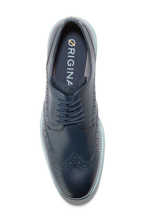 Shop Cole Haan Originalgrand Wingtip Derby In Blue Wing Teal/cloud Blue