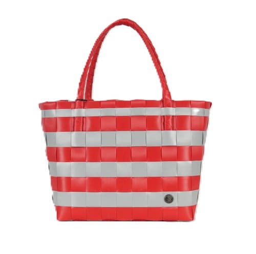 Handed By Paris Spirit Recycled Tote Bags In Chili Red/elephant