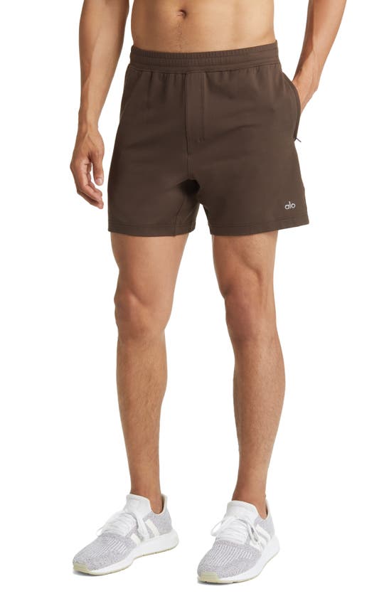 Alo Yoga Conquer React Training Shorts In Brown