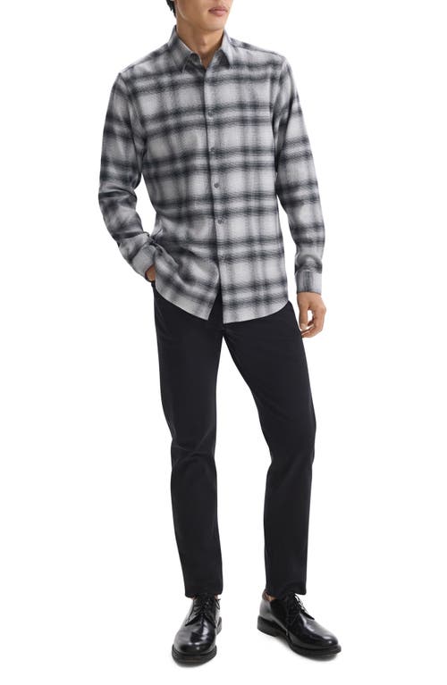 Shop Theory Irving Plaid Cotton Flannel Button-up Shirt In Vapor Melange