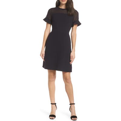 French Connection Roesia Eyelet Yoke Sheath Dress, Blue