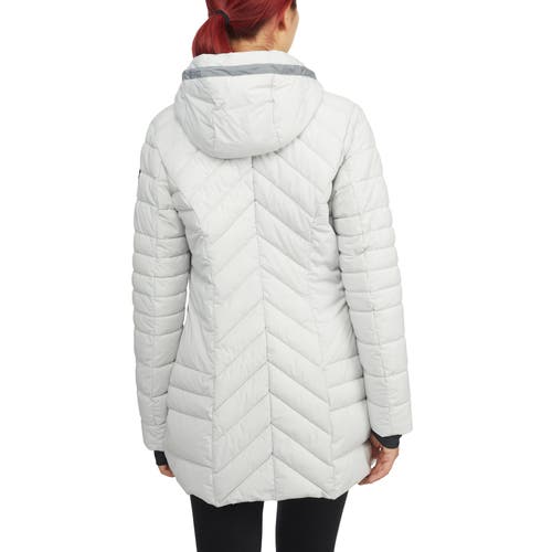 Pajar Cort Light Weight Stretch Fixed Hood Puffer With Reflective Trim In Silver