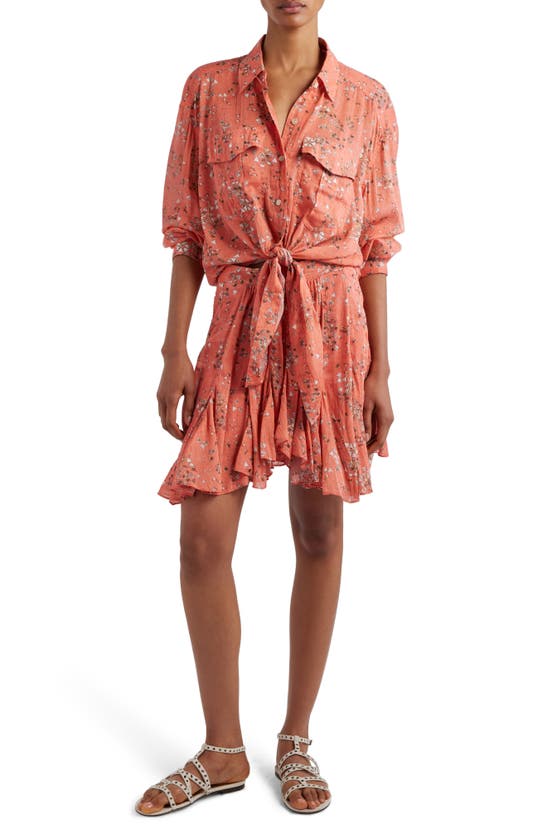 Shop Isabel Marant Anael Floral Cotton & Silk Chiffon Skirt In Shell Pink