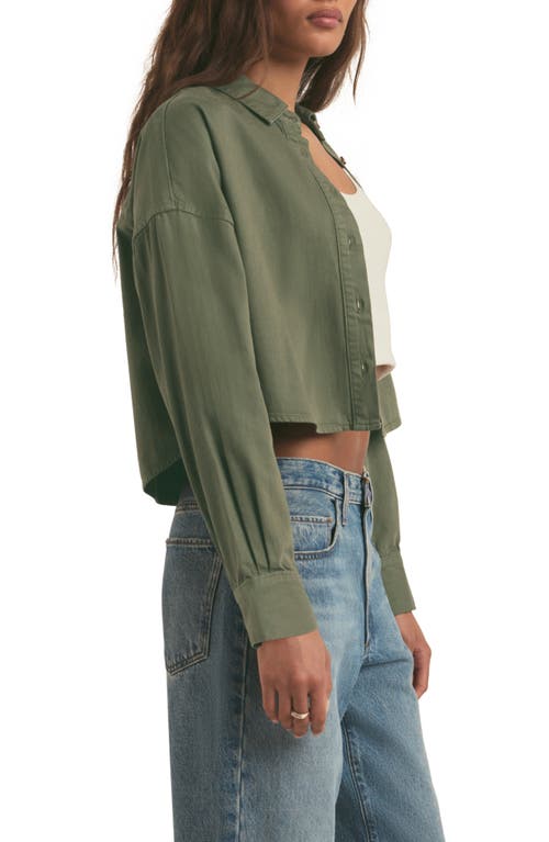 Shop Favorite Daughter The Crop Relaxed Button-up Shirt In Palm Leaves