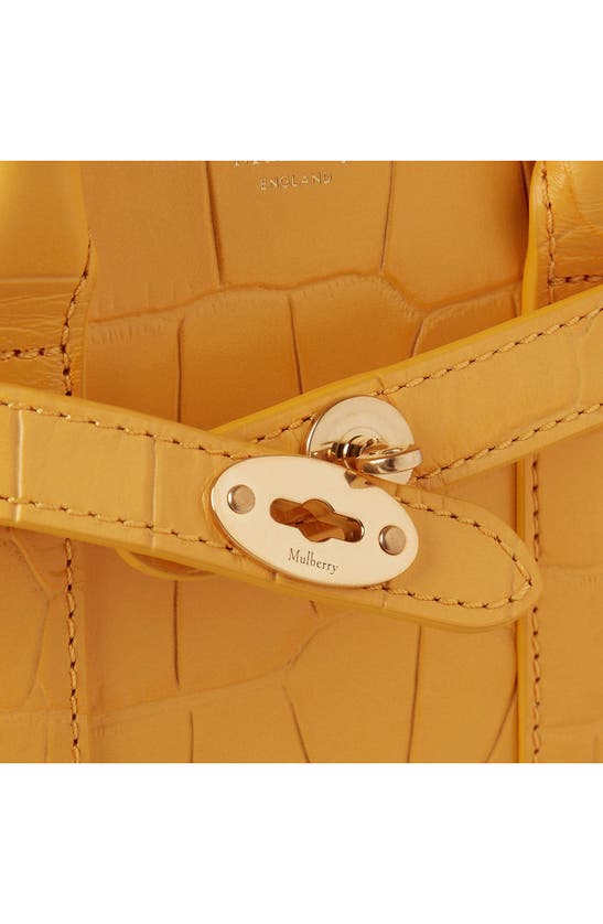 Shop Mulberry Micro Bayswater Croc Embossed Leather Satchel In Yellow