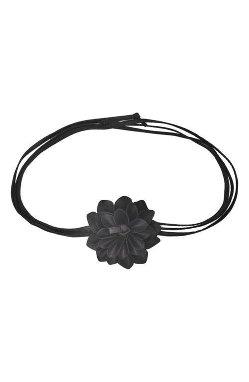 Lolita Flower Faux Leather Belt in Black