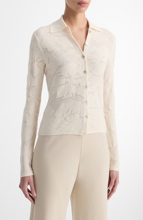 Shop Vince Floral Jacquard Button-up Shirt In Ivory