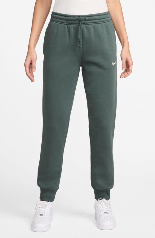 Shop Nike Sportswear Phoenix Fleece Mid Rise Joggers In Vintage Green/sail