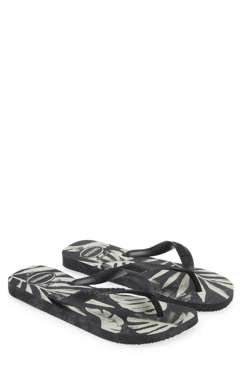 Shop Havaianas Aloha Flip Flop In Black/black/black