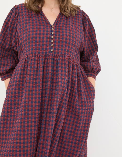 Shop Fatface Plus Size Ceil Gingham Midi Dress In Dark Red