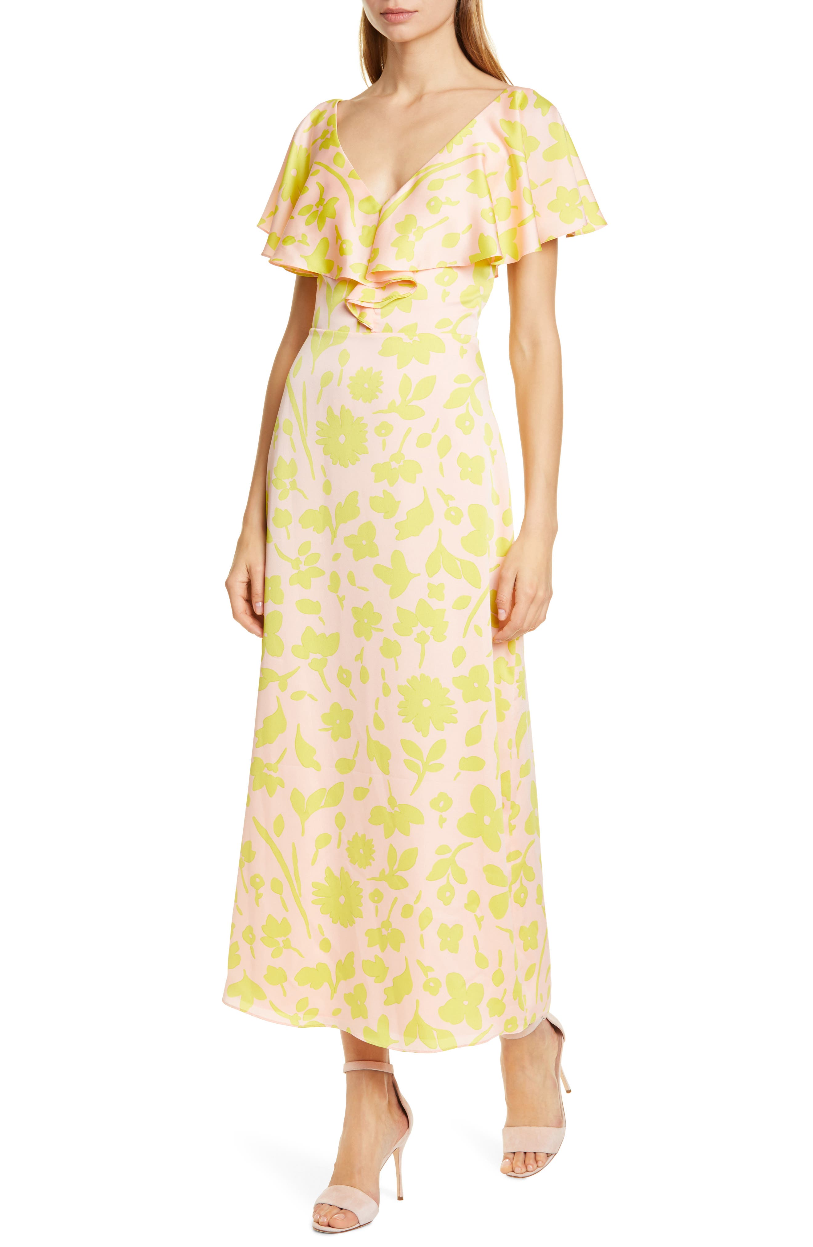 Kate Spade New York Splash Ruffle Neck Dress, Yellow