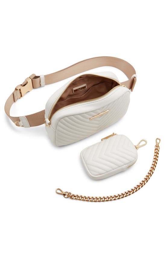 Shop Aldo Zinka Quilted Faux Leather Belt Bag In White