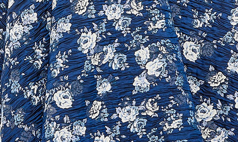 Shop Mac Duggal Floral Strapless Brocade Midi Cocktail Dress In Blue Multi