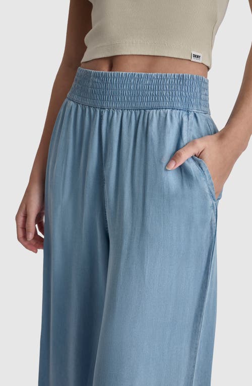 Shop Dkny Jeans High Rise Tencel® Lyocell Wide Leg Pants In Chambray