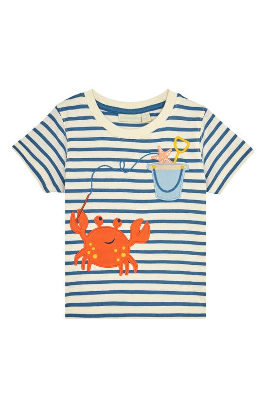 Shop Jojo Maman Bébé Crab Appliqué T-shirt & Shorts Set In Blue/ Ecru
