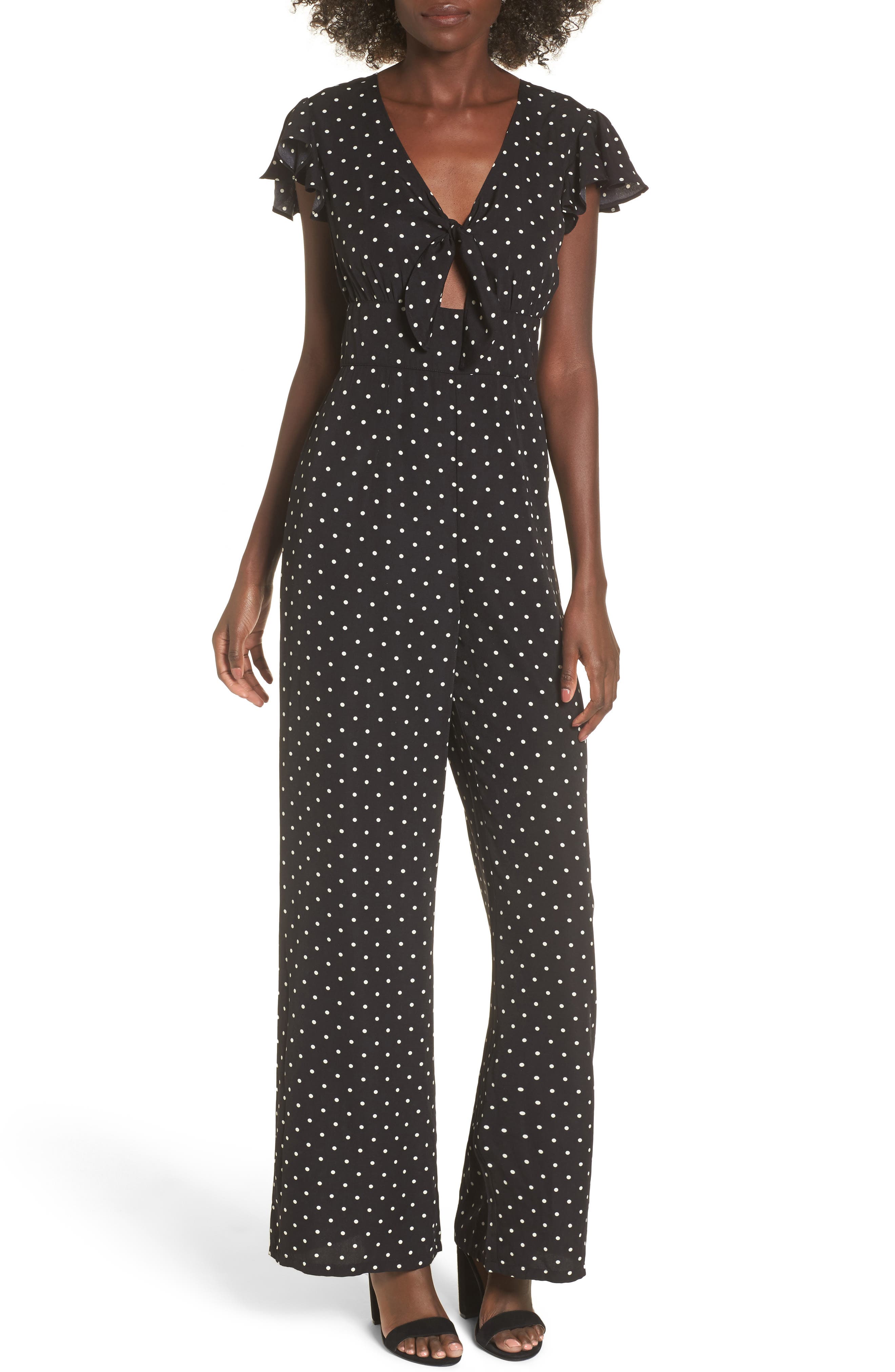 Love, Fire Tie Front Wide Leg Jumpsuit Nordstrom