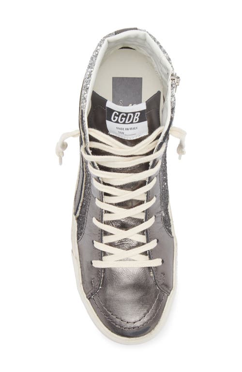 Golden Goose Slide High Top Sneaker In Black/asphalt/silver