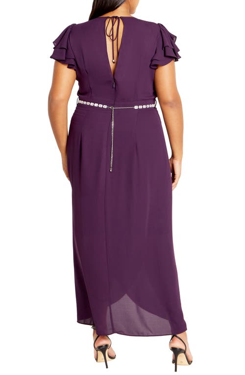 City Chic Enya Faux Wrap Dress In Spiced Plum