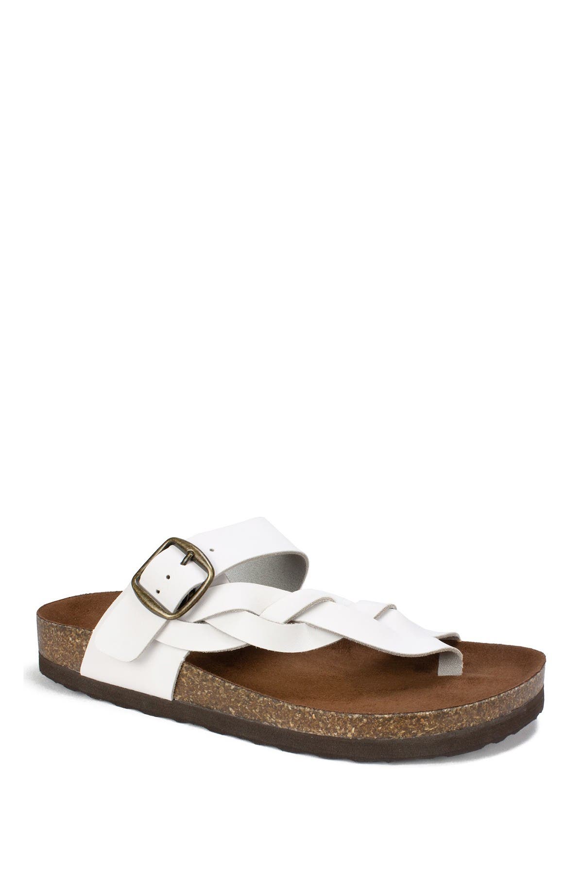 White Mountain Footwear Crawford Braided Footbed Sandal In White/leather
