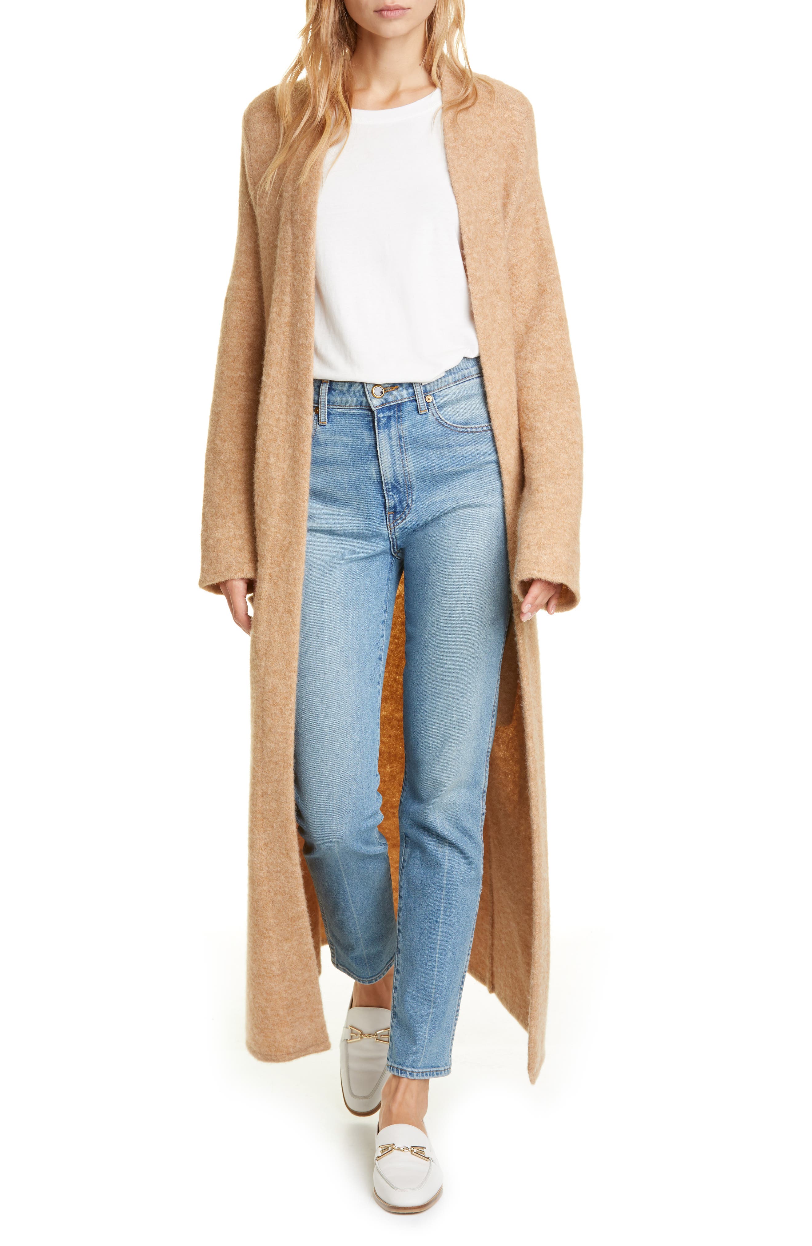 camel long cardigan