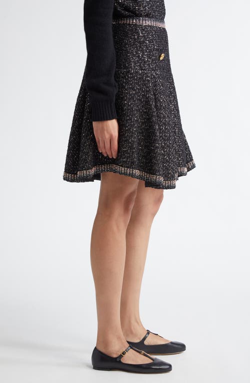 Shop Giambattista Valli Metallic Tweed Sweater Skirt In Black/silver