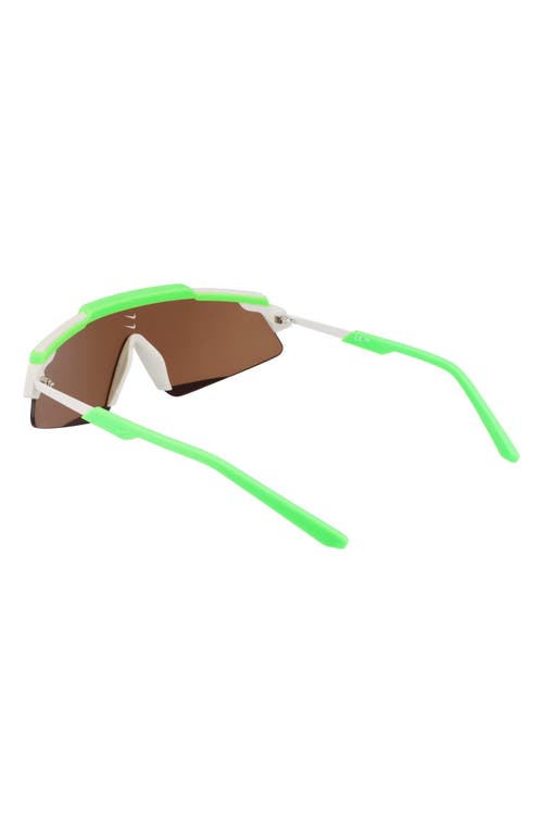 Nike Marquee M 66mm Oversize Shield Sunglasses In Green Strike/bronze Mirror