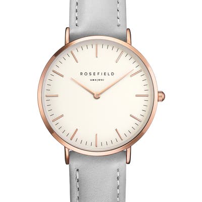 Rosefield Tribeca Leather Strap Watch,