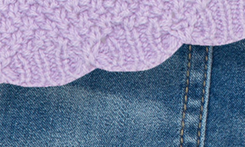 Shop Habitual Kids' Crochet Tank & Denim Shorts Set In Purple Multi