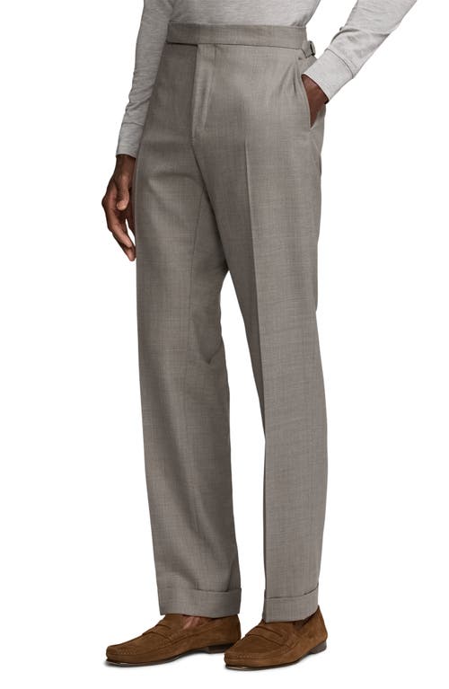 Shop Ralph Lauren Purple Label Flat Front Wool Twill Dress Pants In Light Grey Melange