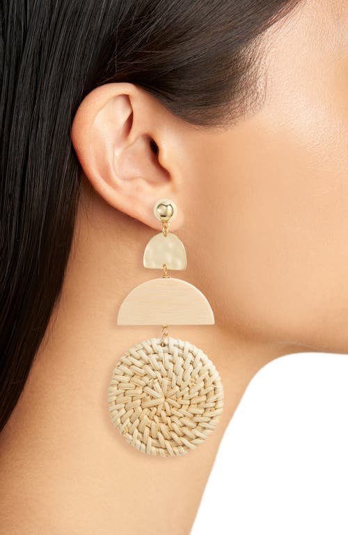 Ettika Raffia Drop Earrings In Light Brown/gold