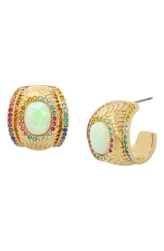 Kurt Geiger Southbank Imitation Opal Hoop Earrings In Gold