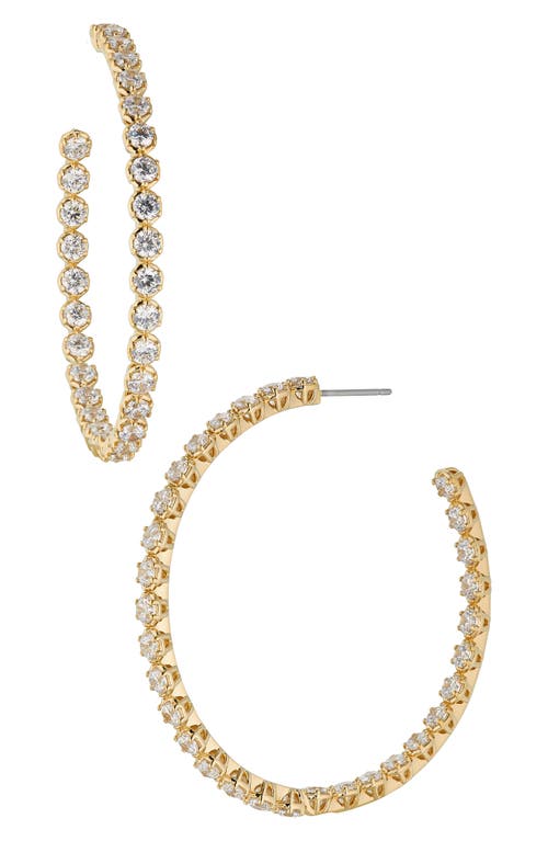 Nadri Large Cleo Cubic Zirconia Inside Out Hoop Earrings in Gold at Nordstrom