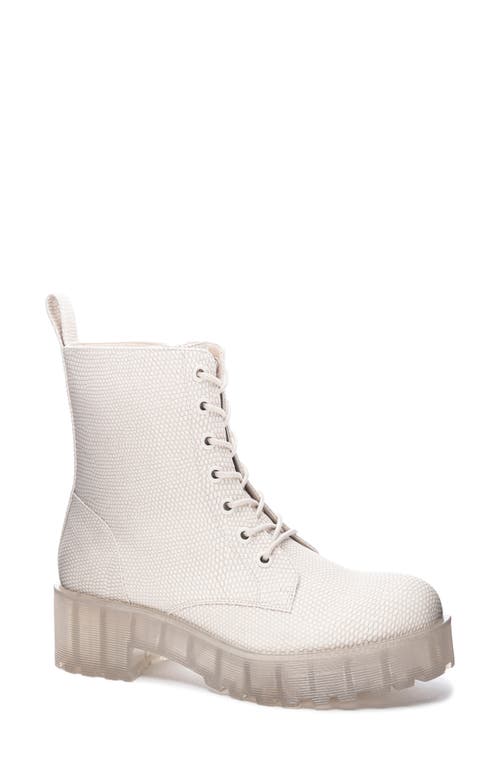 Mazzy Lace-Up Boot in Natural Faux Leather