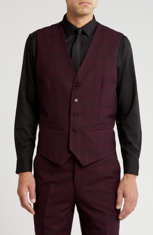 Gino Vitale Slim Fit 3-piece Check Suit In Burgundy