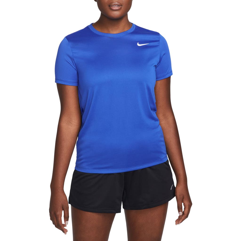 Shop Nike Dri-fit Crewneck T-shirt In 480game Royal/white