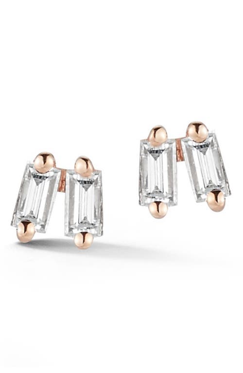 Dana Rebecca Designs Dana Rebecca Sadie Double Baguette Diamond Stud Earrings in Rose Gold at Nordstrom