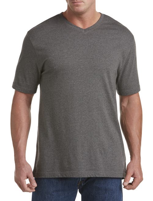 Shop Harbor Bay By Dxl Moisture-wicking Jersey V-neck T-shirt In Granite Heather