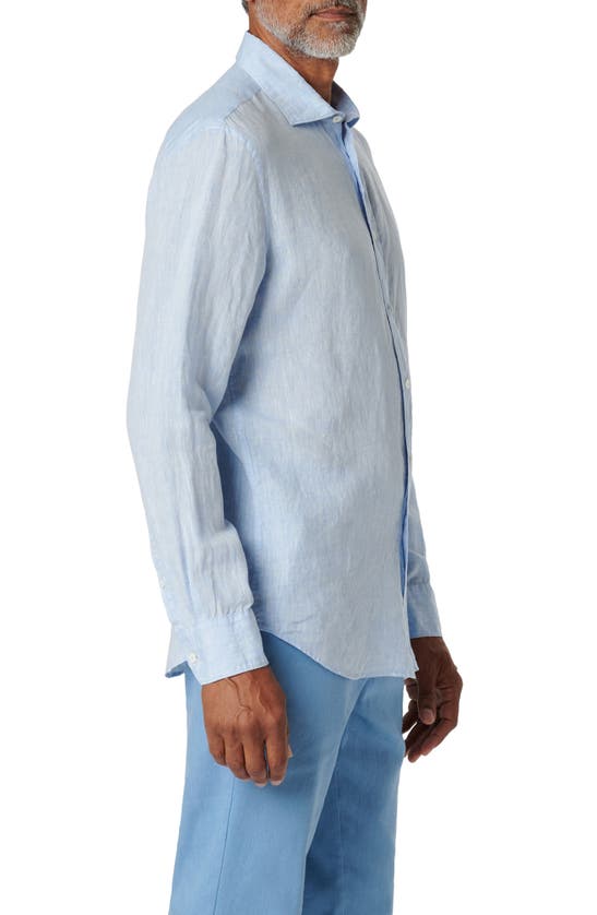 Bugatchi Axel Linen Button-up Shirt In Sky