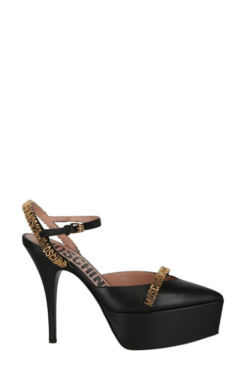 Moschino Platform Ankle Strap Pump In Black