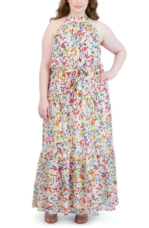 Julia Jordan Print Belted Tiered Maxi Dress Blush Multi at Nordstrom,