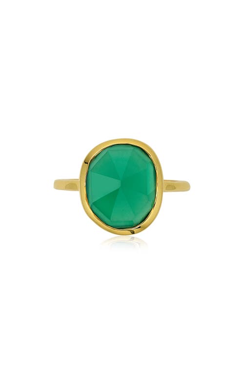 Monica Vinader 18ct Gold Plated Vermeil Silver Siren Medium Green Onyx Stacking Ring In Green Onyx/yellow Gold