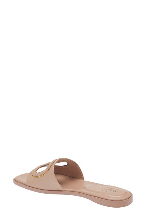 Shop Valentino Garavani Vlogo Cutout Slide Sandal In Rose Cannelle/antique Brass