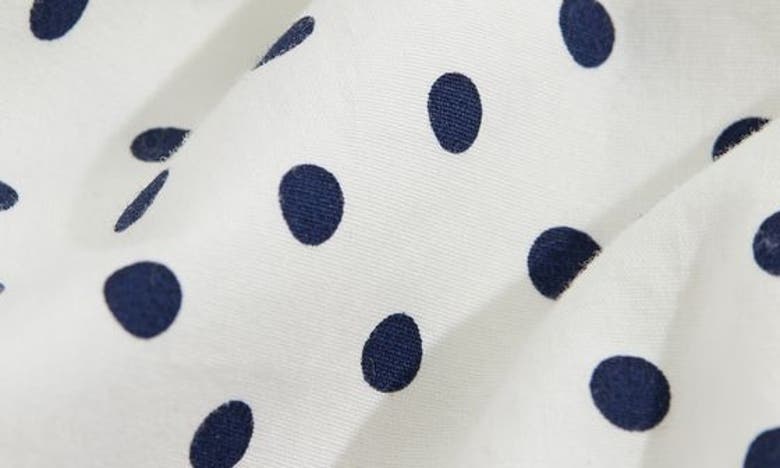 Shop Vineyard Vines Resort Puff Sleeve Stretch Cotton Crop Top In Polka Dot-white/ Navy