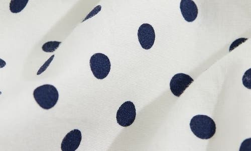 Shop Vineyard Vines Resort Puff Sleeve Stretch Cotton Crop Top In Polka Dot-white/navy