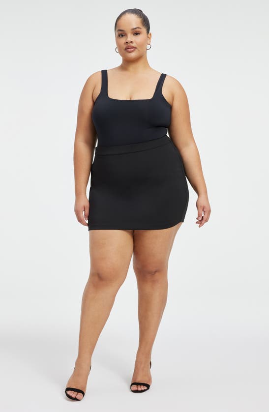 Good American Scuba Crystal Side Slit Mini Skirt In Black001