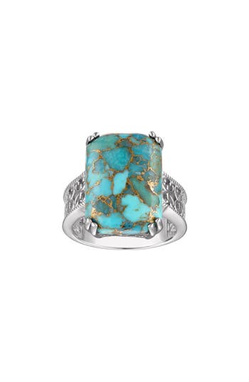 Fzn Sterling Silver Turquoise Ring In Metallic