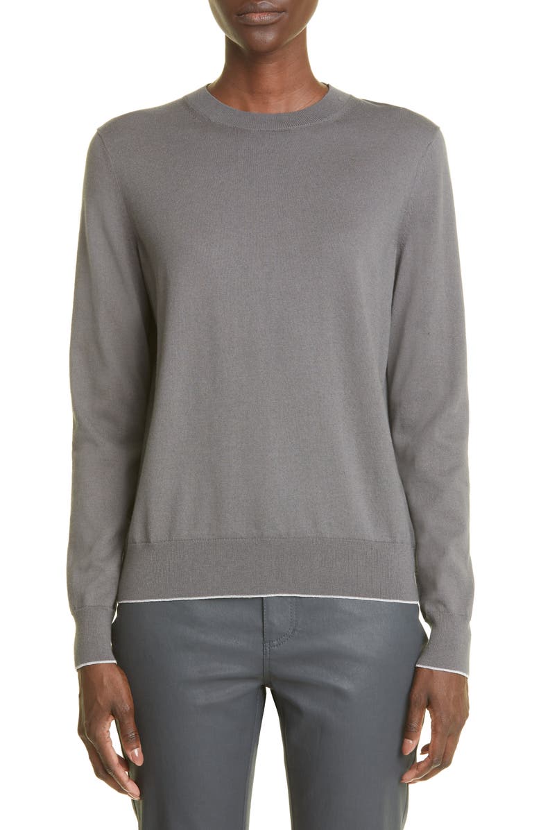 Lafayette 148 New York Metallic Tipped Cotton & Cashmere Sweater | Nordstrom