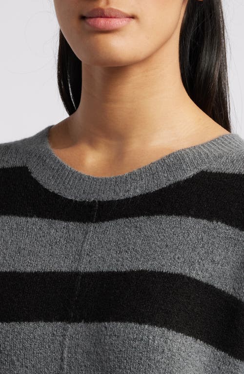 Shop Zoe And Claire Stripe Crewneck Sweater In Grey