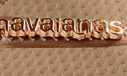 Shop Havaianas Slim Logo Flip Flop In Rose Gold/rose Gold